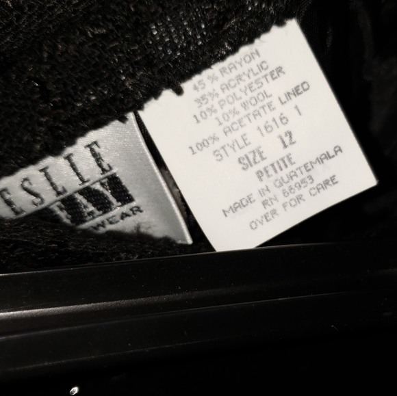 Leslie Fay black suit sz 14/12P - Picture 6 of 8